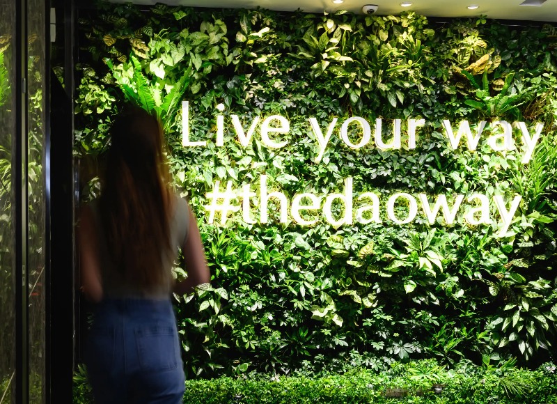Live your way sign on wall.