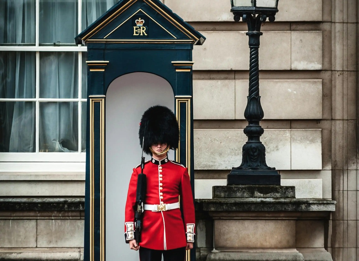 A Royal Guard at Buckingham Palace in London.
