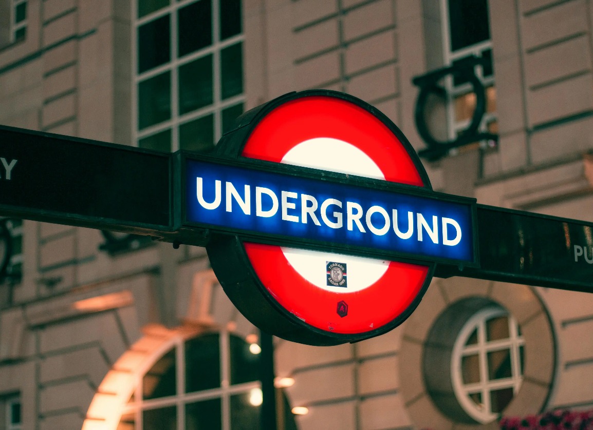 Underground Neon sign in London.