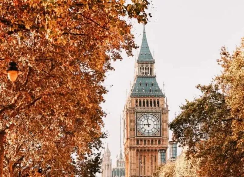 Clock tower in London.